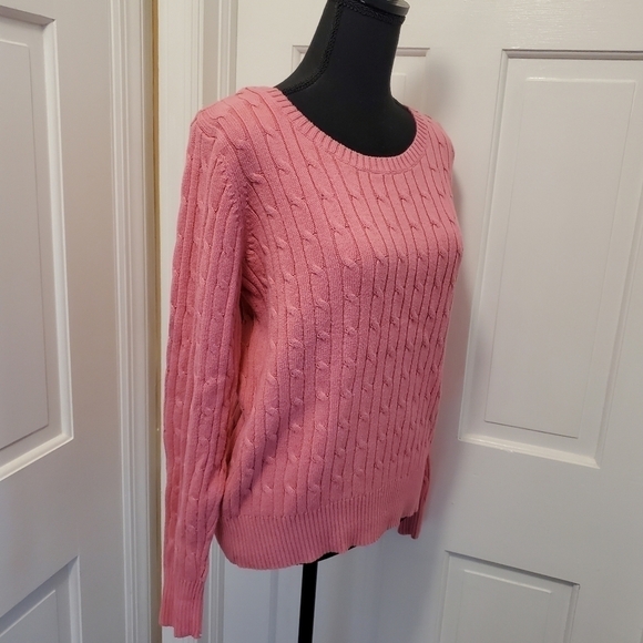 St. John's Bay Pink Cable Knit Pullover Size Large - Picture 5 of 9